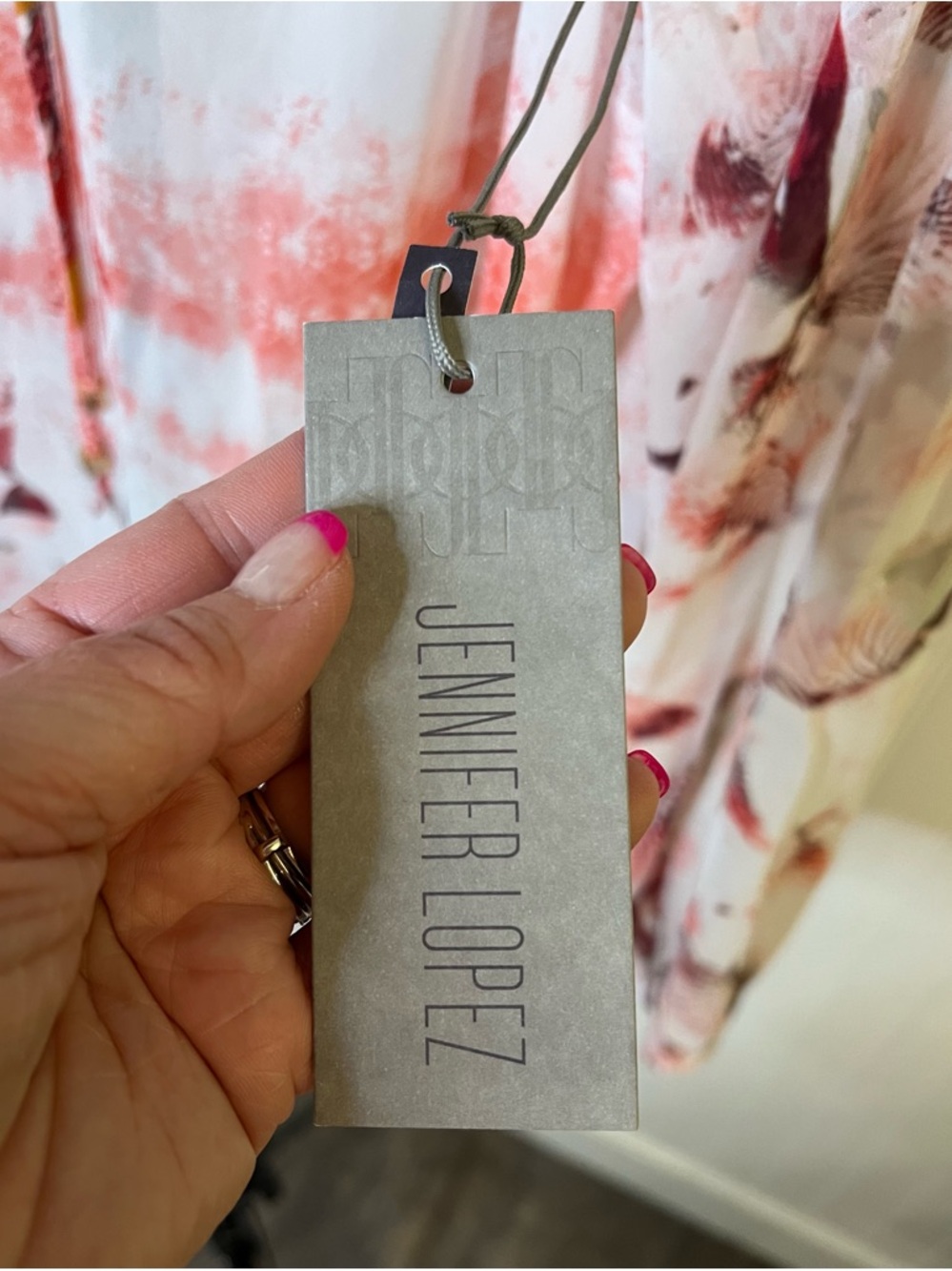 NWT- Jennifer Lopez White Tunic with Coral and Brown Floral Border size 2X - Picture 4 of 12